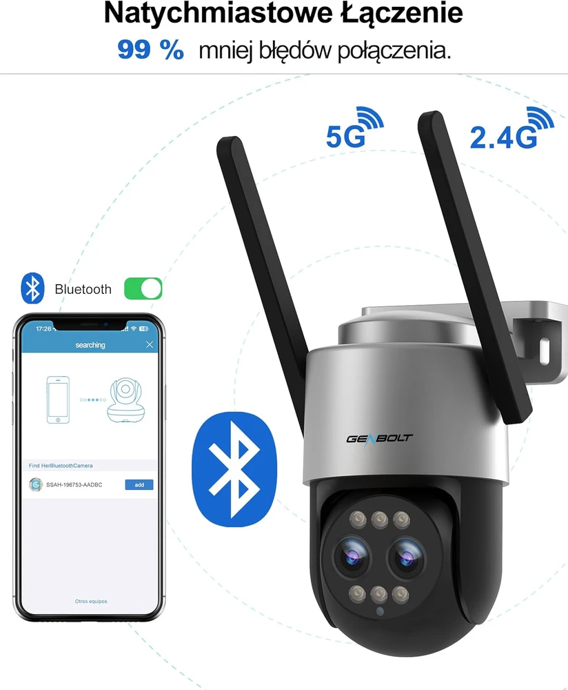 GENBOLT lauko PTZ IP stebėjimo kamera 4 MP 2.5K, 10x hibridinis priartinimas, Wi-Fi ir POE, naktinis spalvotas režimas, GB-202K