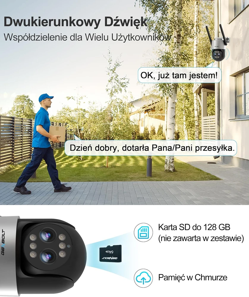 GENBOLT lauko PTZ IP stebėjimo kamera 4 MP 2.5K, 10x hibridinis priartinimas, Wi-Fi ir POE, naktinis spalvotas režimas, GB-202K