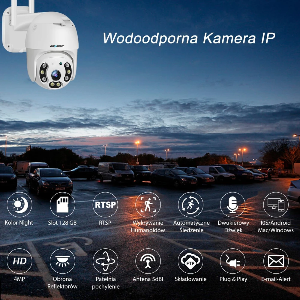 GENBOLT lauko stebėjimo IP kamera 4 MP Wi-Fi/DC&PoE, naktinis matymas, atspari vandeniui, GB213K