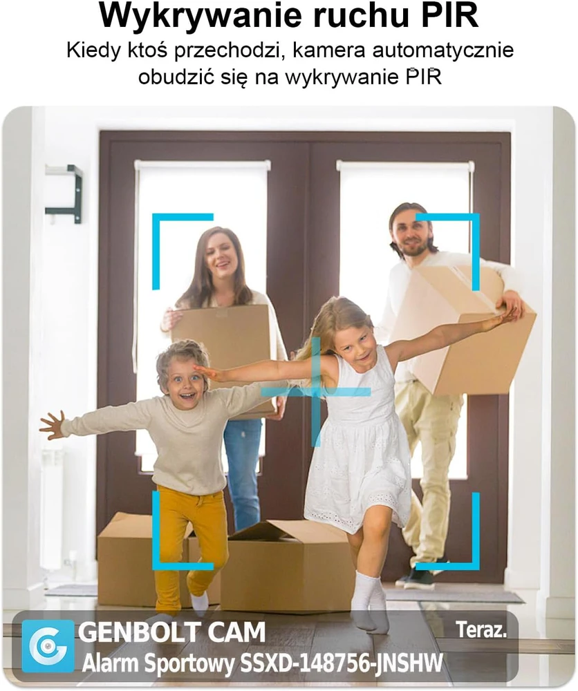 GENBOLT vidaus IP saugumo kamera su 2K raiška, Wi-Fi, 5000 mAh baterija, judesio aptikimu, GB108K
