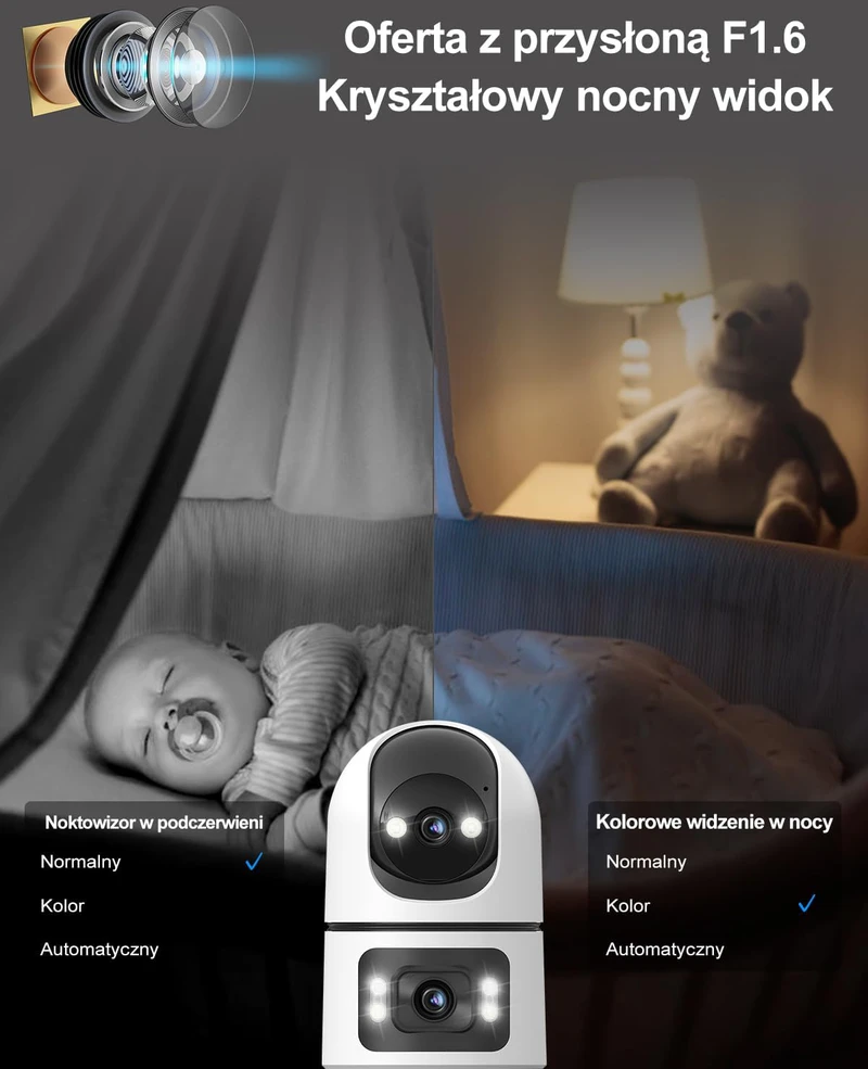 GENBOLT vidaus Wi-Fi IP kamera su 360° vaizdu, dvigubu objektyvu, 4 MP Full HD, naktiniu matymu, GB102HD