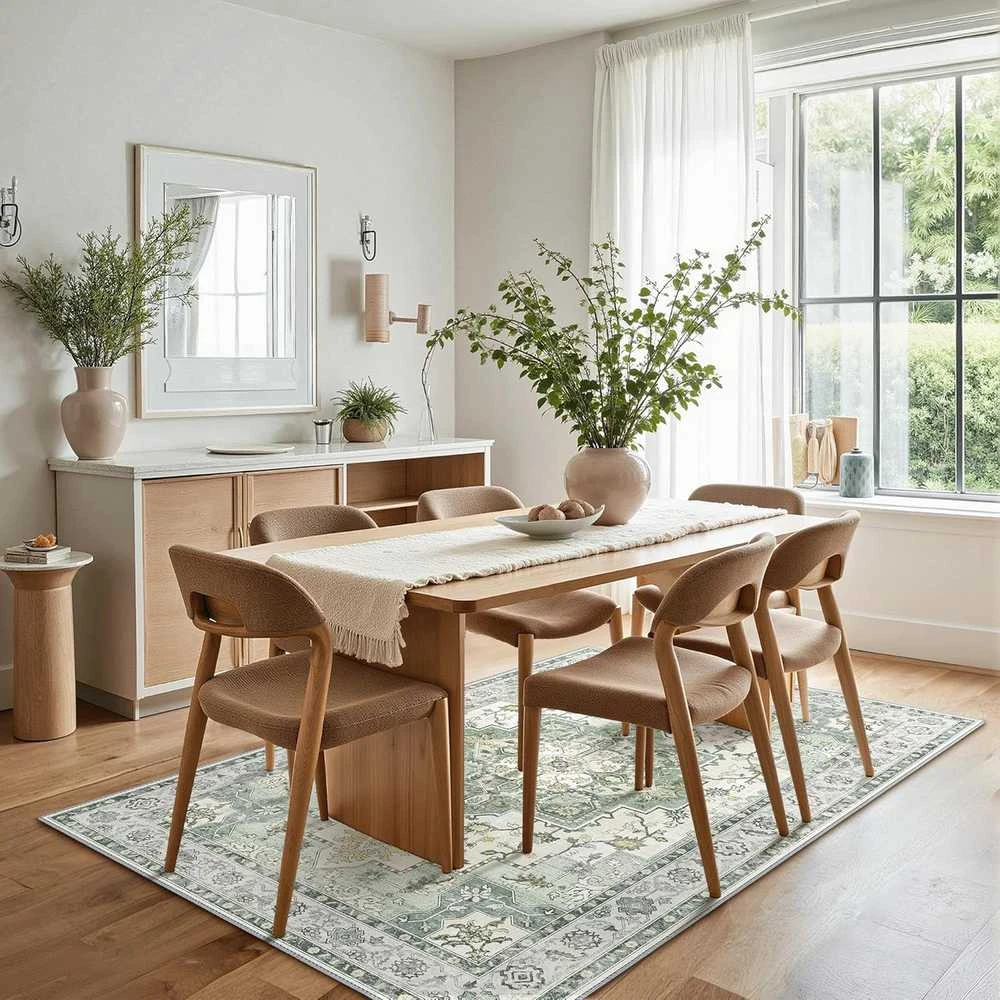 GENIMO boho stiliaus kilimas su neslystančiu TPR pagrindu, skalbiamas, 160 × 230 cm