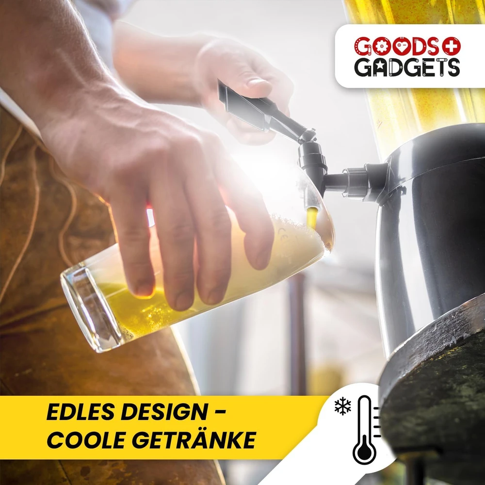 Gėrimų kolona su aušinimu, 4 l talpa, metalinė, juodos spalvos, 52 cm aukščio