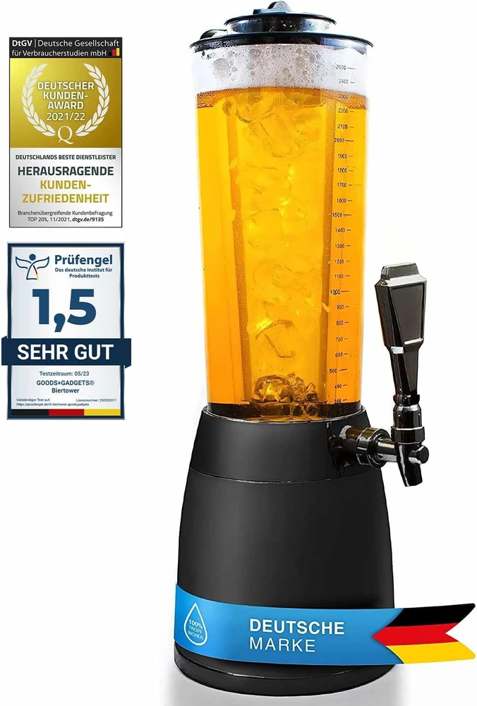Gėrimų kolona su aušinimu, 4 l talpa, metalinė, juodos spalvos, 52 cm aukščio