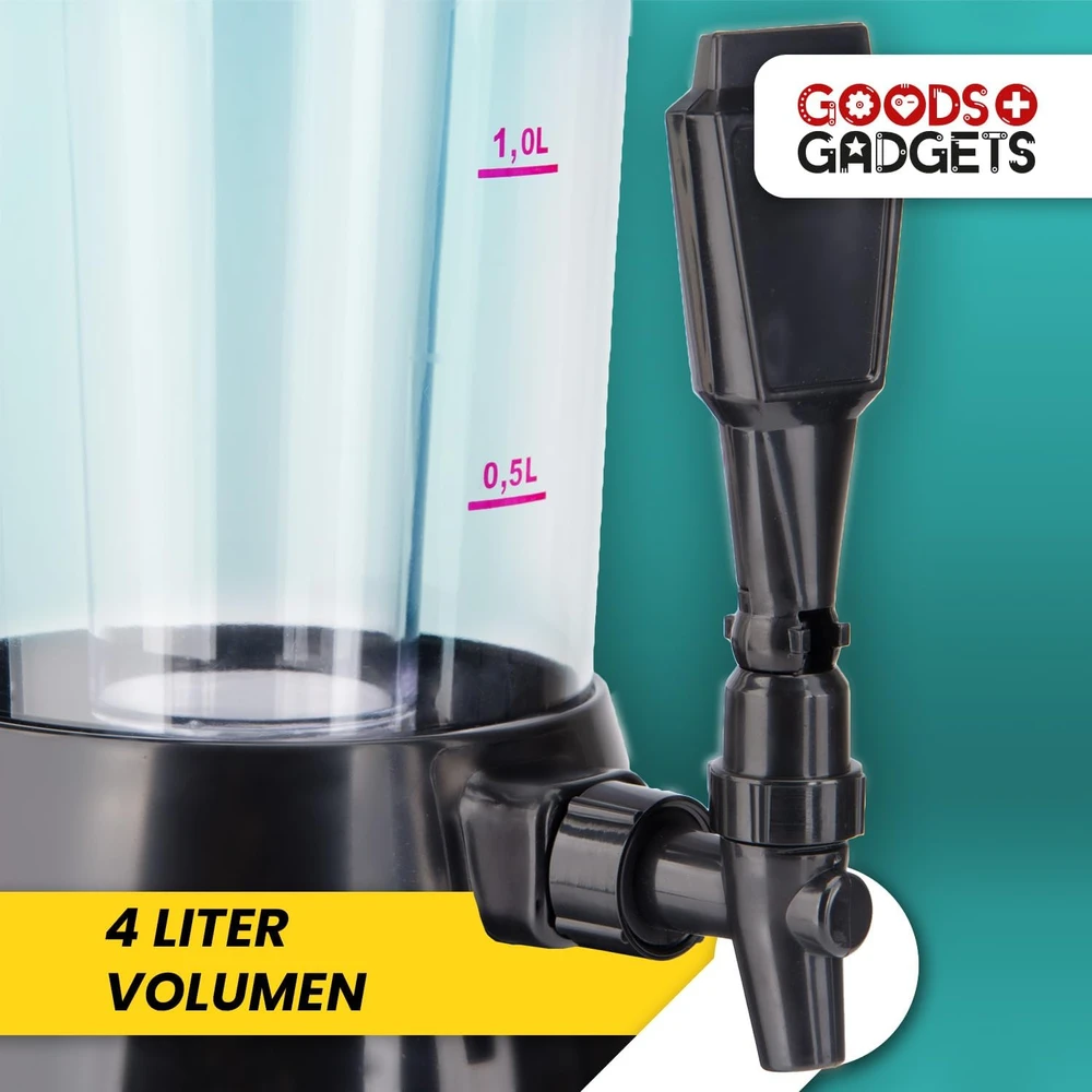 Gėrimų kolona su aušinimu, 4 l talpa, metalinė, juodos spalvos, 52 cm aukščio