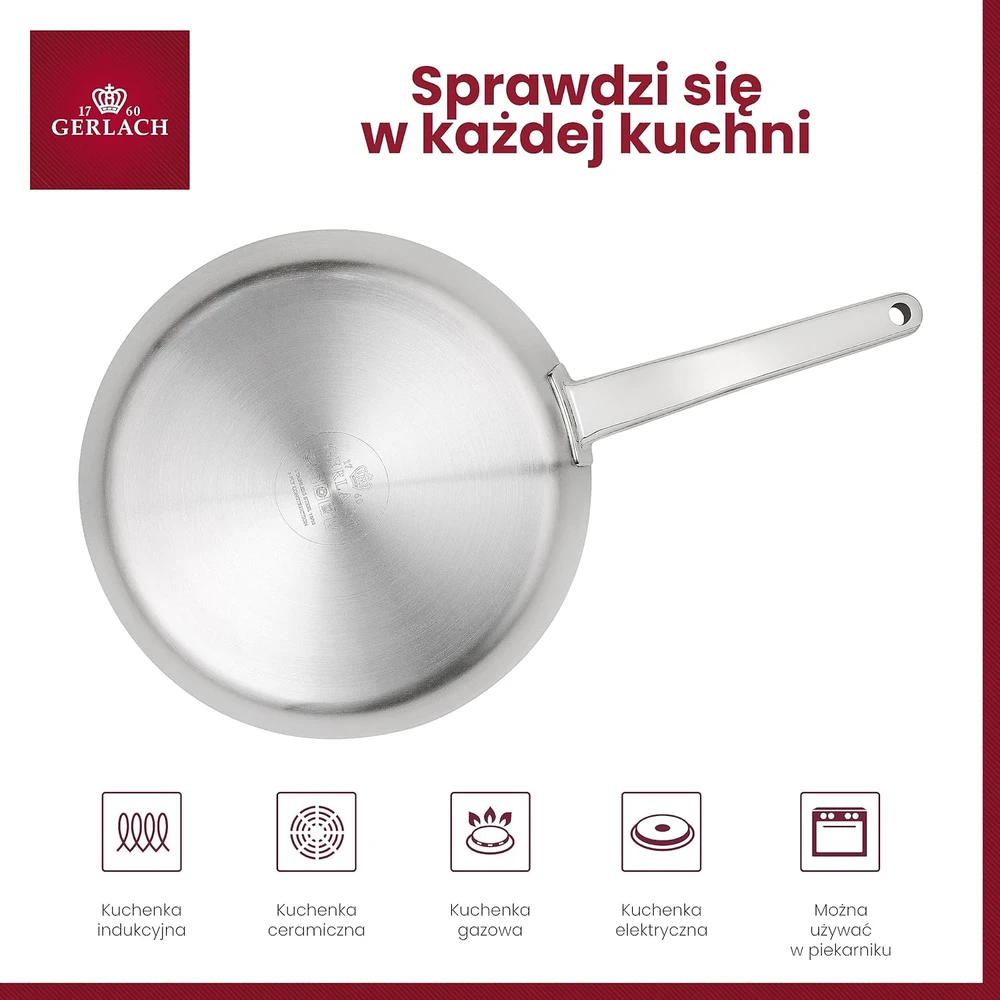 Gerlach Prestige keptuvė, nerūdijantis plienas, 24 cm skersmens, sidabrinė