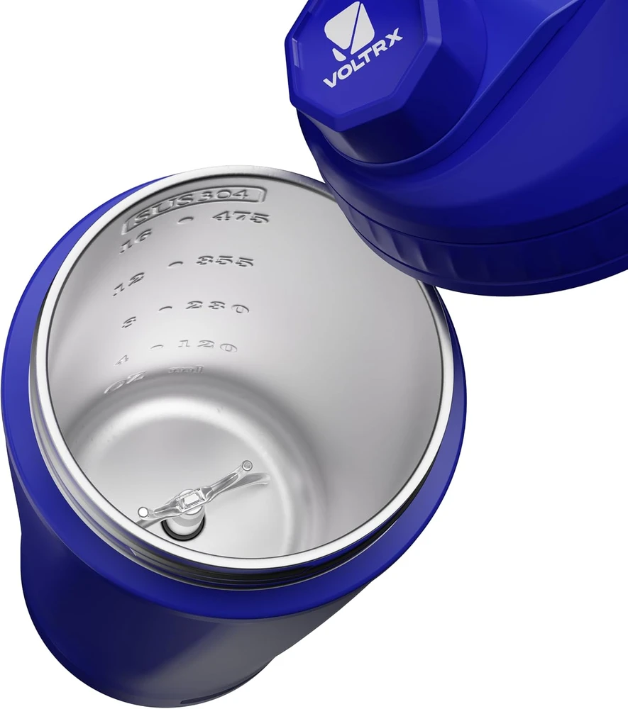 Gertuvė VOLTRX elektrinis baltymų kokteilių plaktuvas ChillMix, 350 ml, USB-C, mėlynas