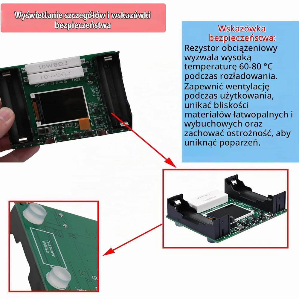 GERUI akumuliatorių talpos ir vidinės varžos testeris 18650 Li-Ion/NiMH USB-C