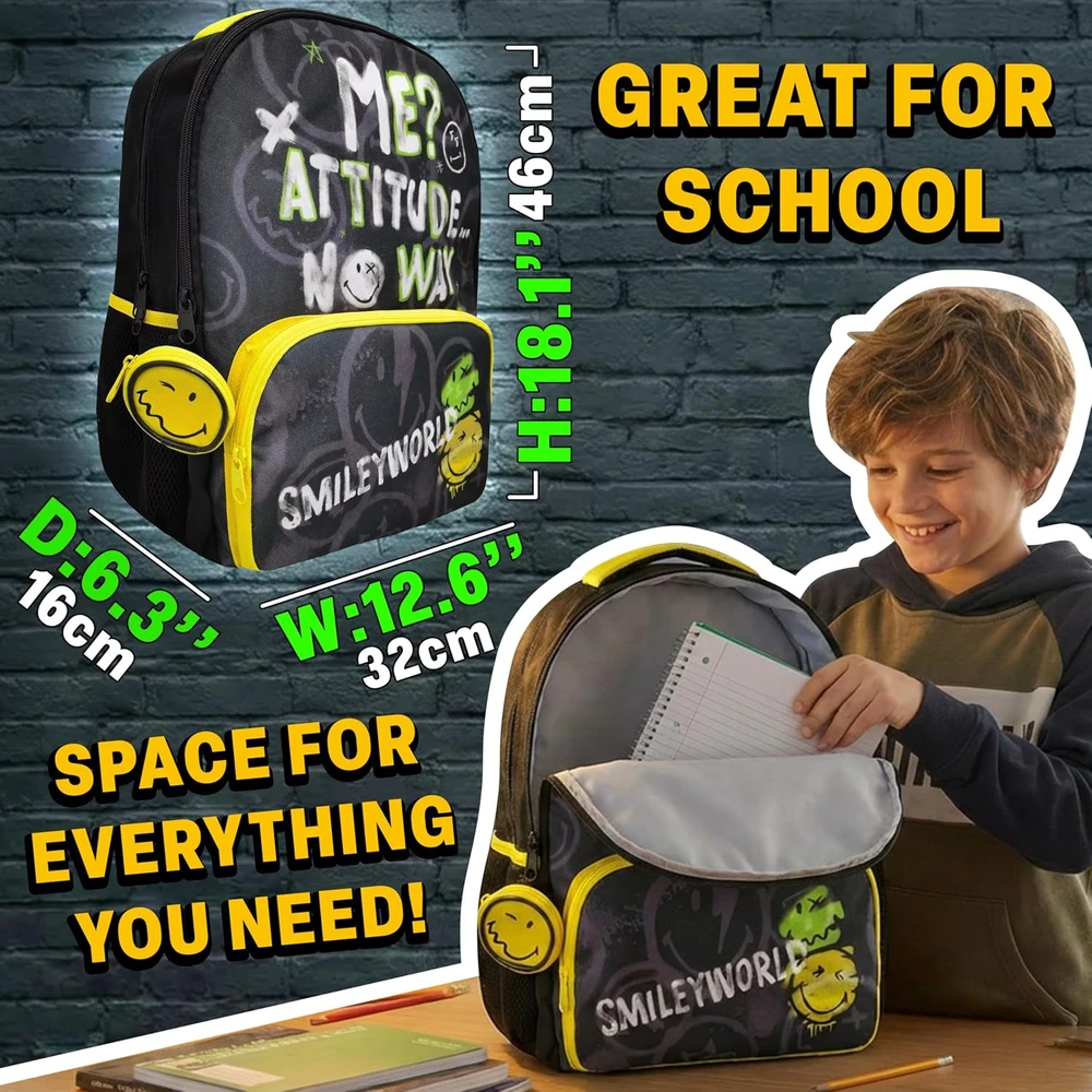 Get Trend vaikiška mokyklinė kuprinė Smiley World 16.2 L, 46 cm, SYWD-0011