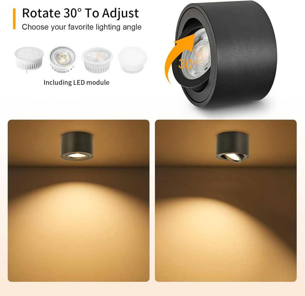 GeyouLux LED lubinė šviestuvo lempa, 5 W, reguliuojama šviesos temperatūra, Ø80 × 50 mm, juoda