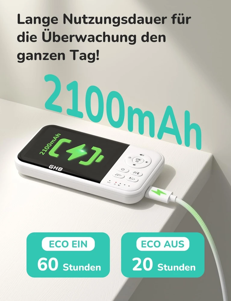 GHB elektroninė auklė su kamera, 3.2 col. LCD ekranu ir naktiniu matymu MC632B