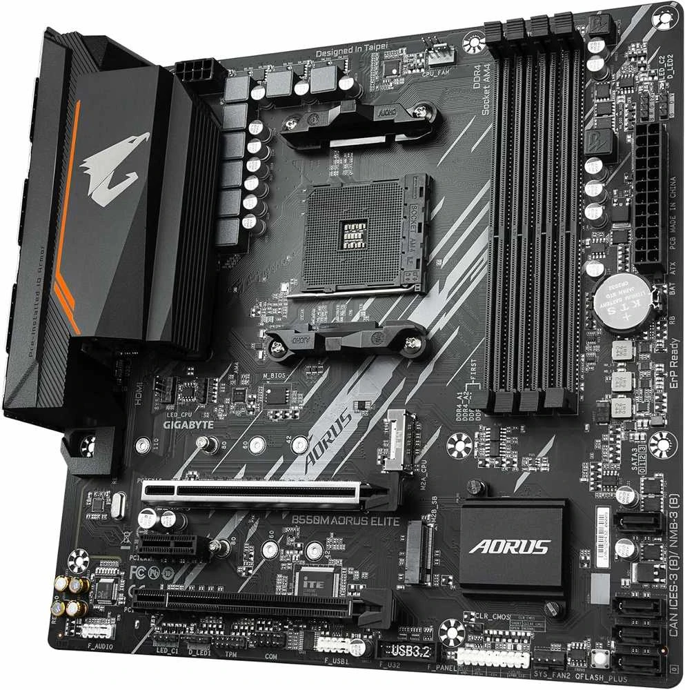 Pagrindinė plokštė Gigabyte B550M AORUS Elite/AM4/Micro-ATX/Memory DDR4/Atminties lizdai 4/1xPCI-Express 3.0 1x/1xPCI-Express 3.0 4x/1xPCI-Express 4.0 16x/2xM.2/1xDVI-D/1xHDMI/2xAudio-In/1xAudio-Out/4xUSB 2.0/4xUSB 3.2/1xPS/2/1xRJ45