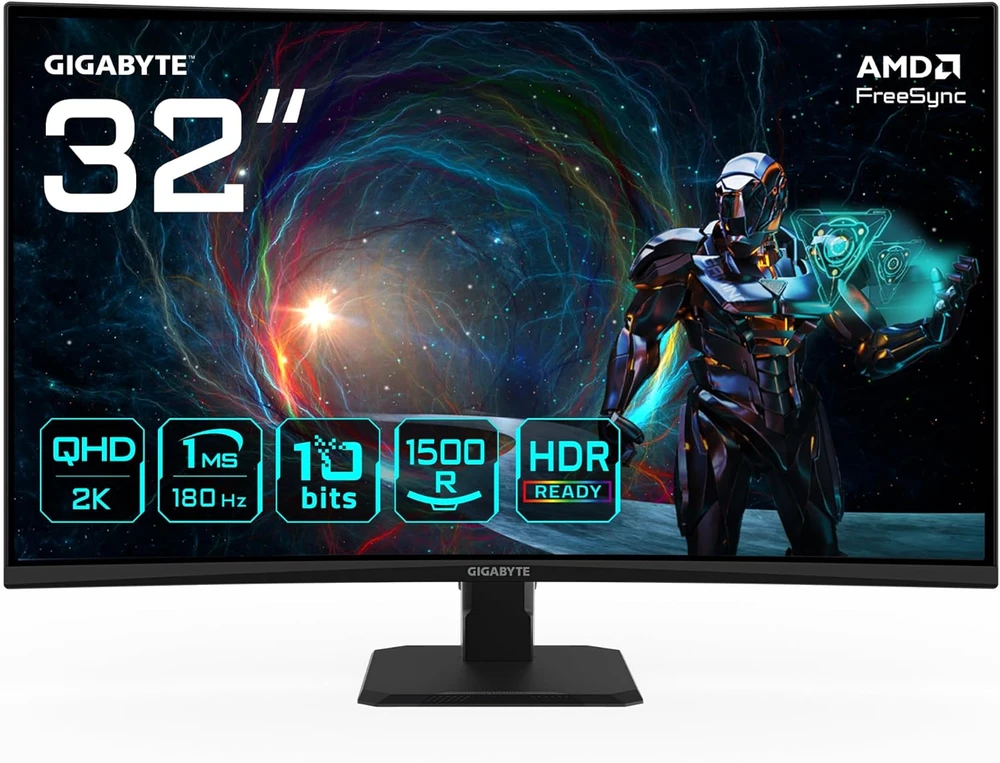 Monitorius Gigabyte | GS32QCA EU | 31.5 " | VA | 180 Hz | 1 ms | 250 cd/m² | HDMI jungčių kiekis: 2