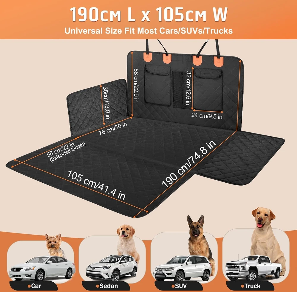 Gimars automobilio bagažinės kilimėlis šunims 190 × 105 cm, atsparus vandeniui GIM-CLFD-T01