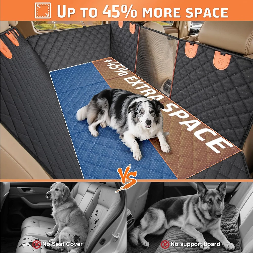 Gimars automobilio sėdynės užtiesalas šunims su kietu dugnu 157 × 132 cm GIM-BSEFD-B03