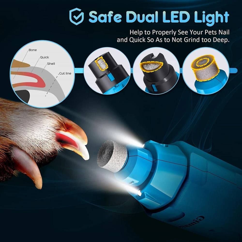 Gimars elektrinė gyvūnų nagų dildė 6 greičių, 12000 aps./min., su LED N60