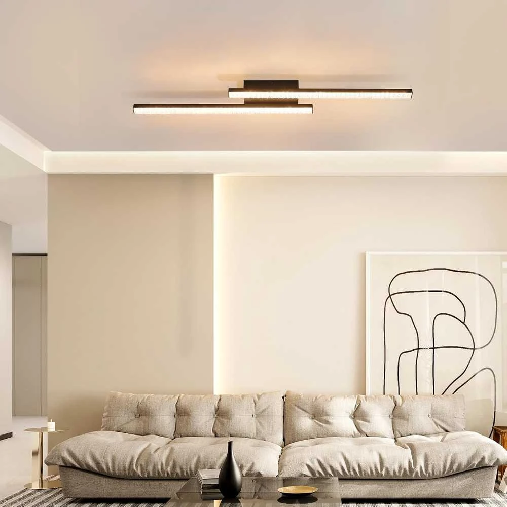 Lubinis šviestuvas Glitzerlife LED lubų šviestuvas, 12 W, šiltai balta 3000 K, metalinis korpusas, juodos spalvos, modelis SJ201