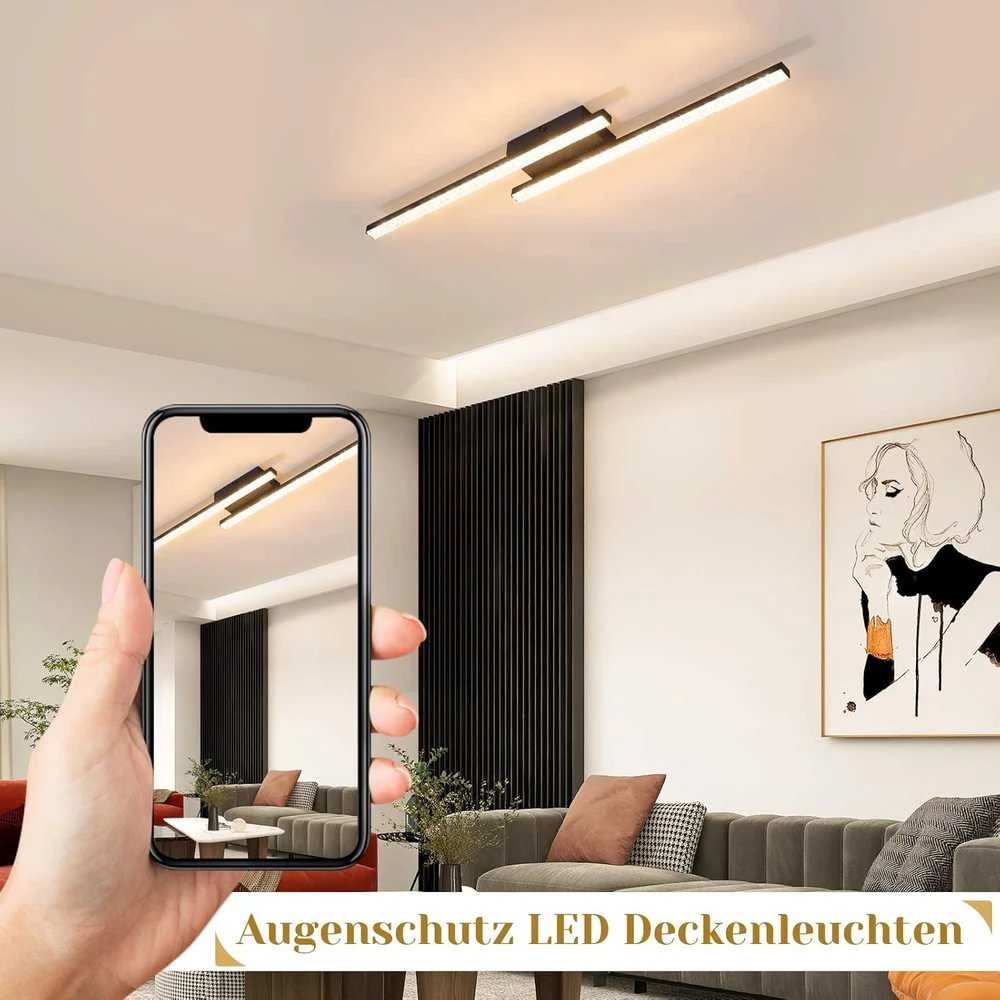 Lubinis šviestuvas Glitzerlife LED lubų šviestuvas, 12 W, šiltai balta 3000 K, metalinis korpusas, juodos spalvos, modelis SJ201