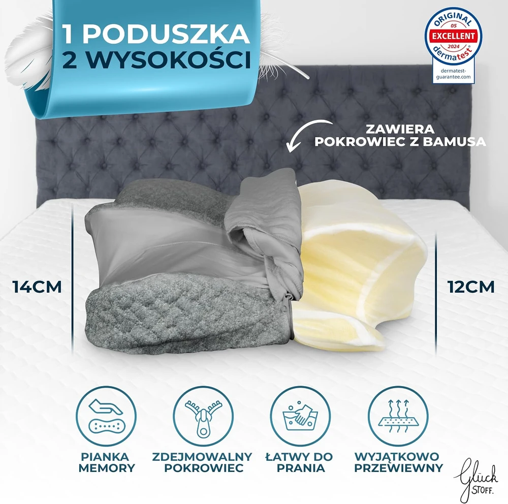 Glückstoff ergonominė atminties putų ortopedinė pagalvė 63 x 38 x 13 cm Ergo