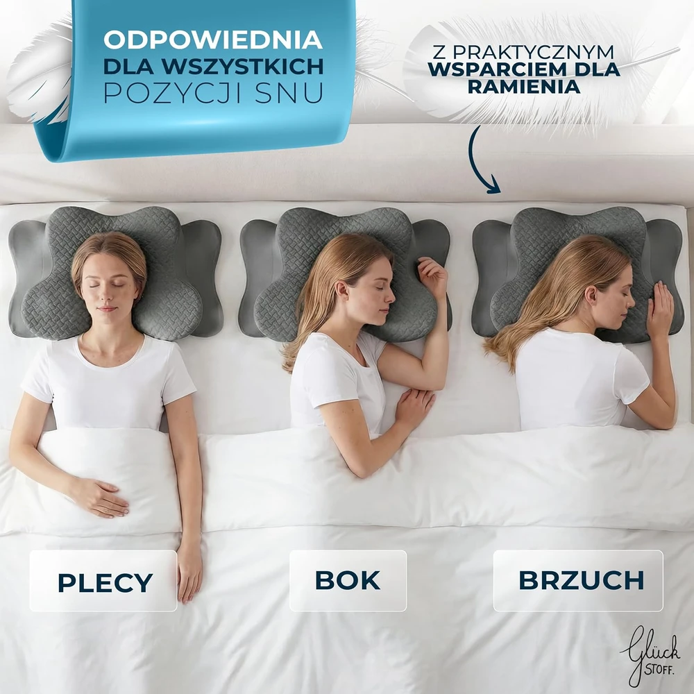 Glückstoff ergonominės pagalvės užvalkalas iš bambuko pluošto, pilkas, Ergo PX124