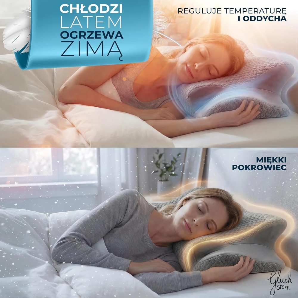 Glückstoff ergonominės pagalvės užvalkalas iš bambuko pluošto, pilkas, Ergo PX124