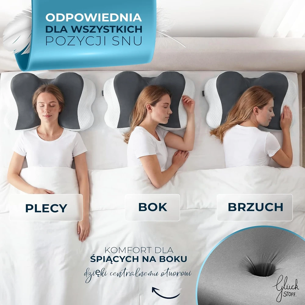 Glückstoff ergonominės pagalvės užvalkalas Allrounder iš liocelio ir spandekso, pilkas RXZER23