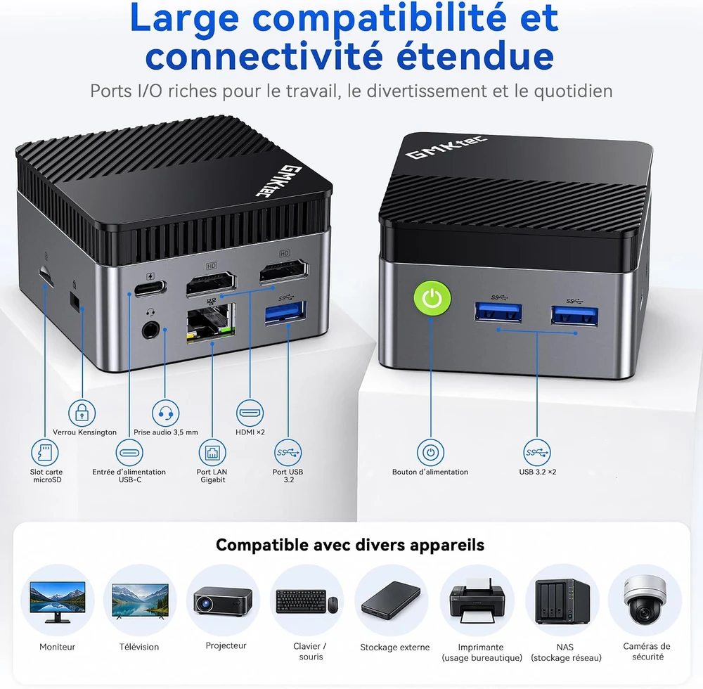 GMKtec mini kompiuteris Intel N5095, 8 GB RAM, 128 GB SSD, Wi-Fi 6 G5S