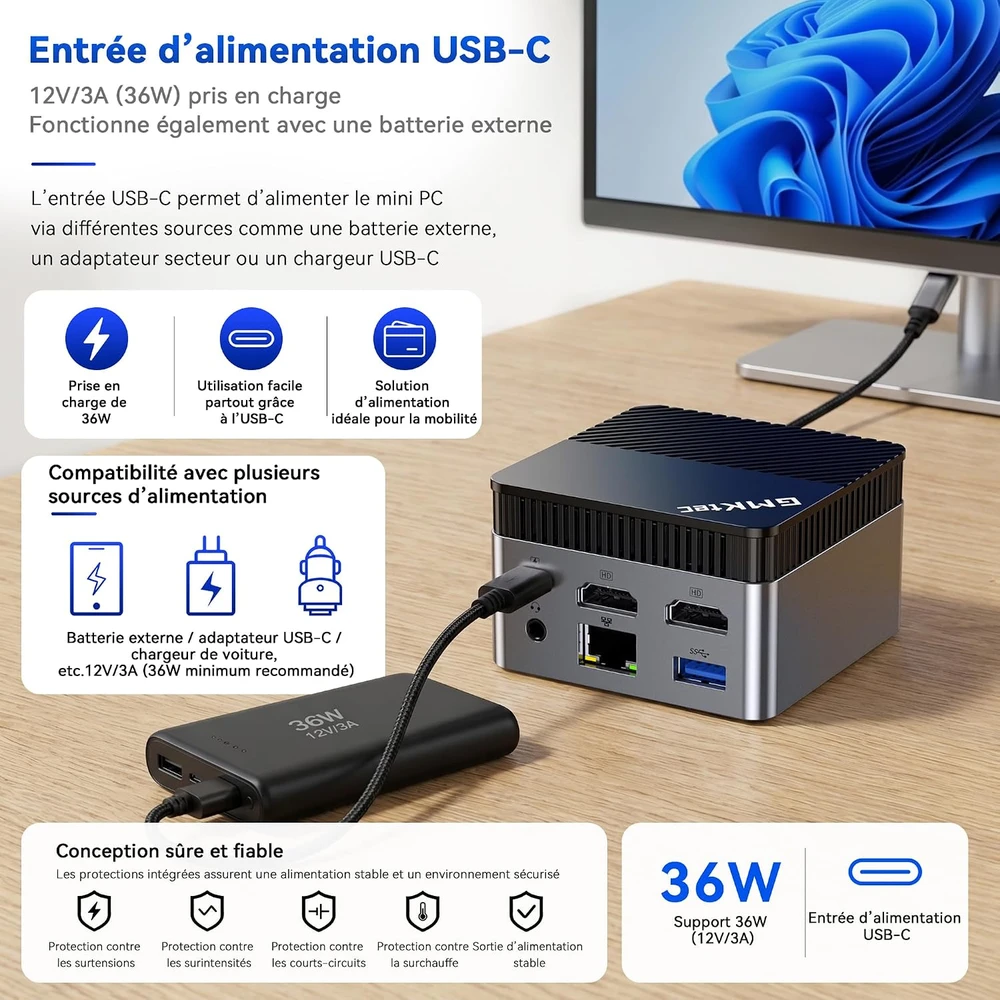 GMKtec mini kompiuteris Intel N5095, 8 GB RAM, 128 GB SSD, Wi-Fi 6 G5S