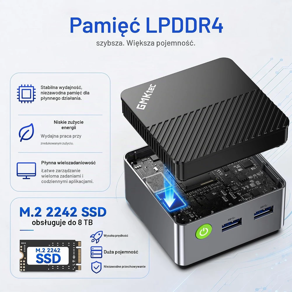 GMKtec mini kompiuteris Intel N5095, 8 GB RAM, 128 GB SSD, Wi-Fi 6 G5S