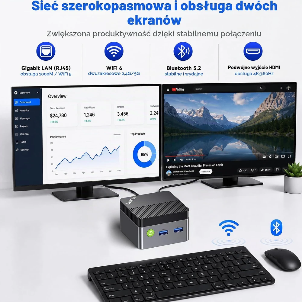 GMKtec mini kompiuteris Intel N5095, 8 GB RAM, 128 GB SSD, Wi-Fi 6 G5S