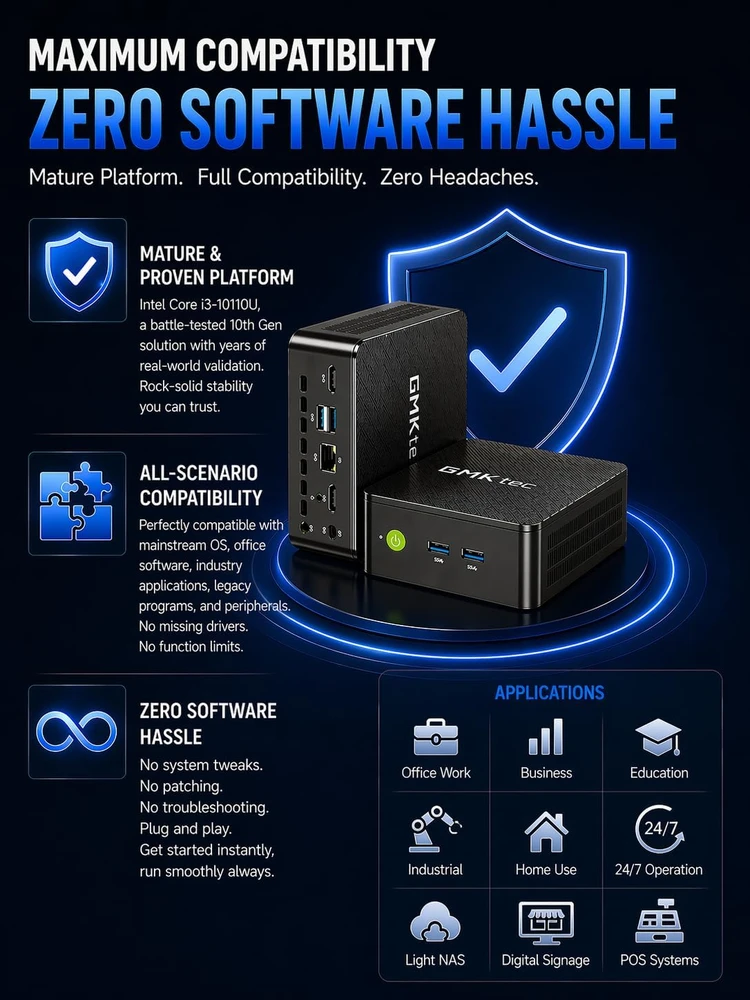 GMKtec mini kompiuteris Nucbox G3 PRO Intel Core i3-10110U, 16 GB RAM, 512 GB SSD