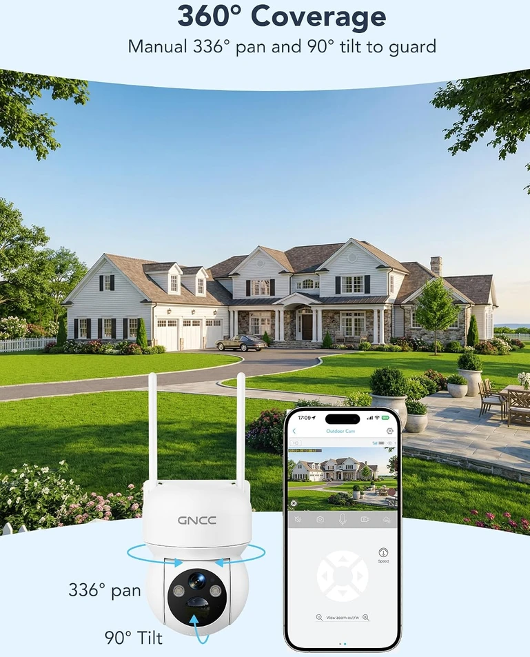 GNCC lauko 4G LTE stebėjimo kamera su saulės moduliu, 3 MP, 360°, GW6