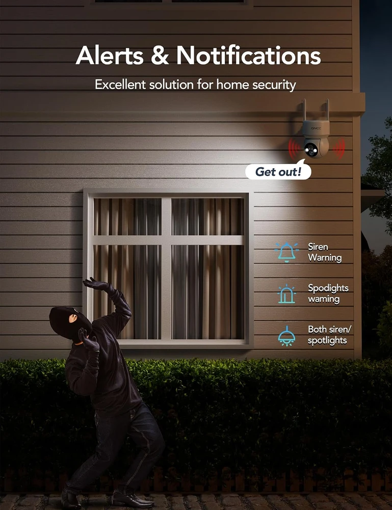 GNCC lauko saulės vaizdo kamerų rinkinys 1080p Wi-Fi PTZ su PIR jutikliu, W30-2