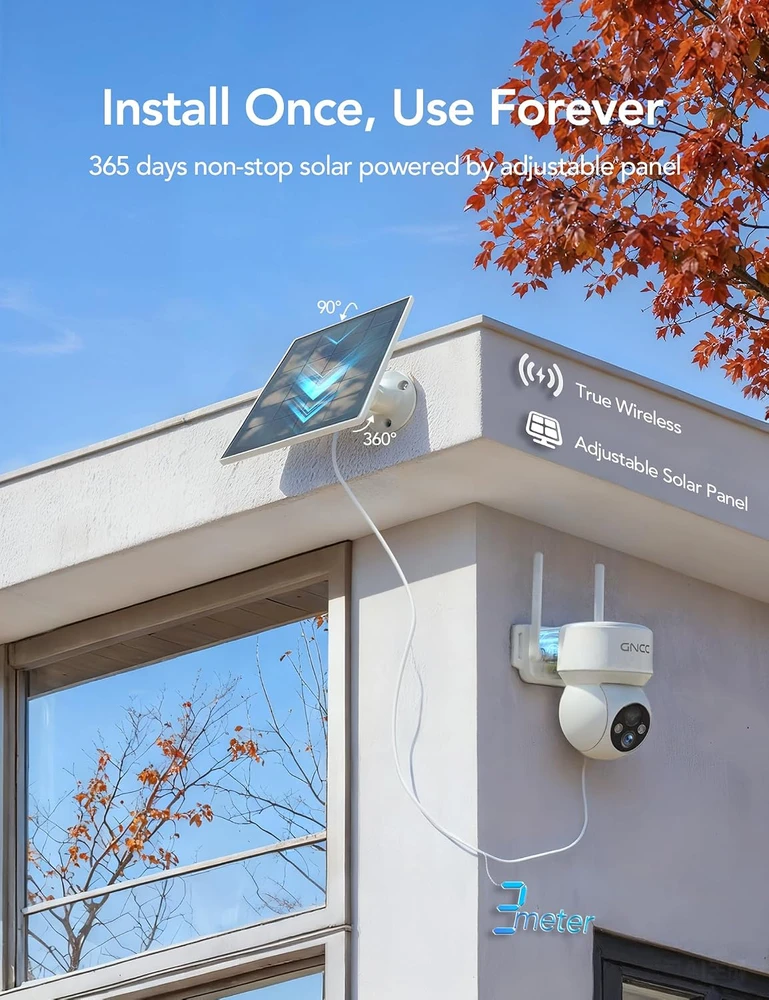 GNCC lauko saulės vaizdo kamerų rinkinys 1080p Wi-Fi PTZ su PIR jutikliu, W30-2