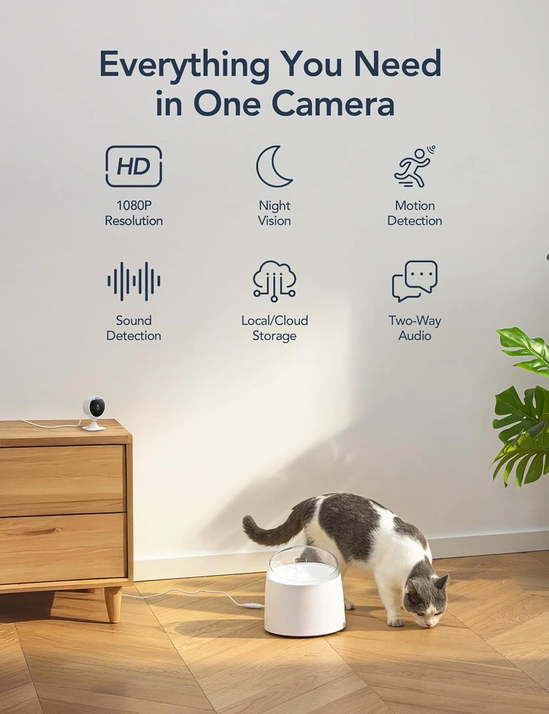 GNCC vidaus Wi-Fi kamera 1080p su naktiniu matymu ir dvipusiu garsu GC3