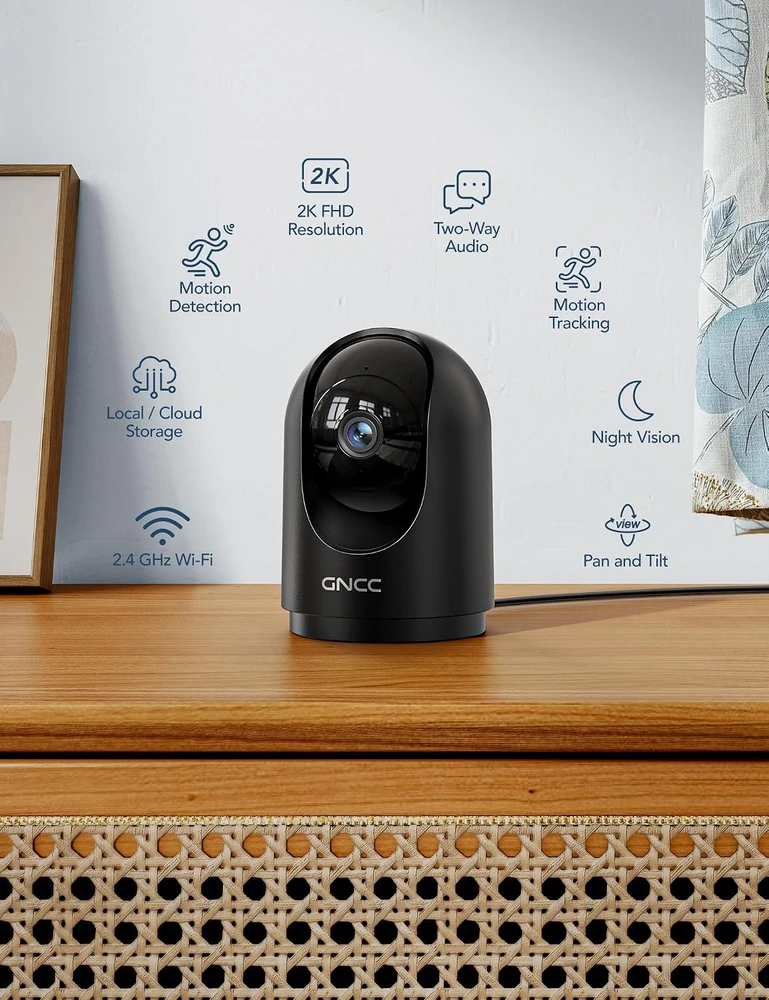 GNCC vidaus Wi-Fi stebėjimo kamera 2K, 3 MP, 360°, naktinis matymas, P5B