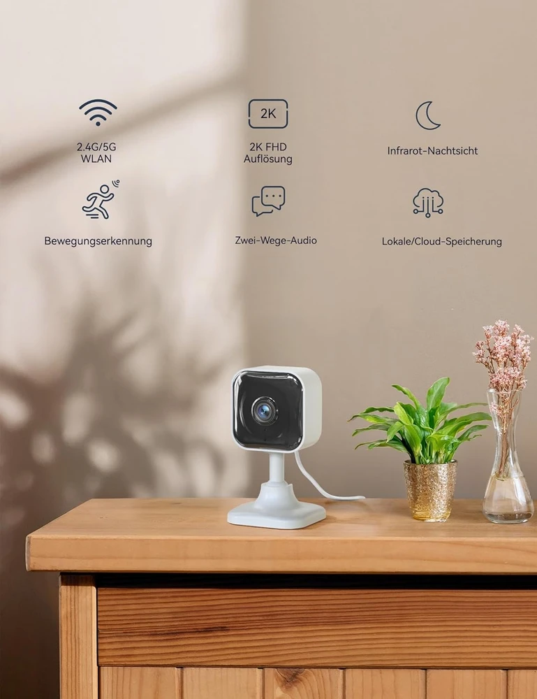 GNCC vidaus Wi‑Fi stebėjimo kameros 2K 3 MP su naktiniu matymu, 4 vnt.