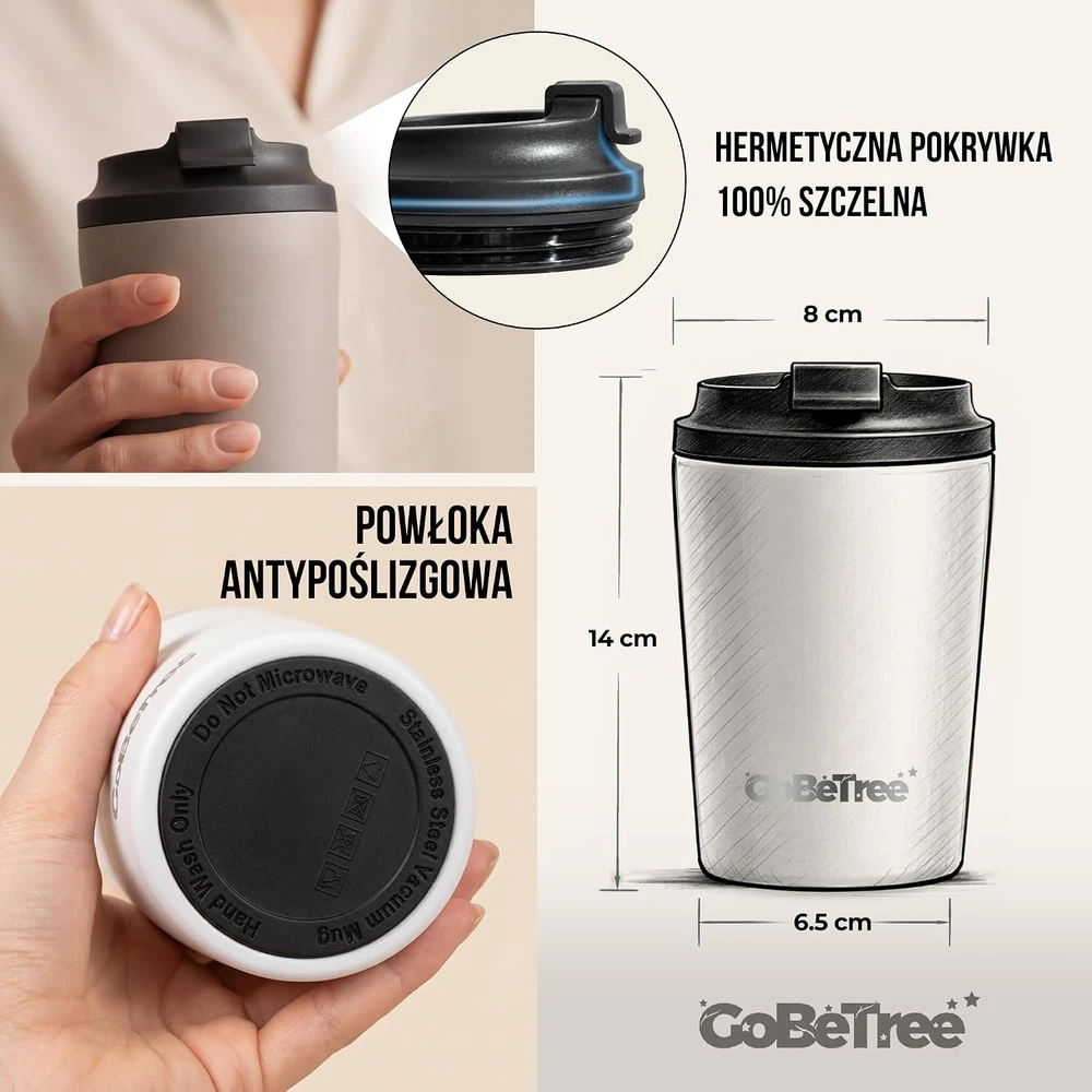 GoBeTree vakuuminis termopuodelis kavai 360 ml, rožinio kvarco spalvos, 1