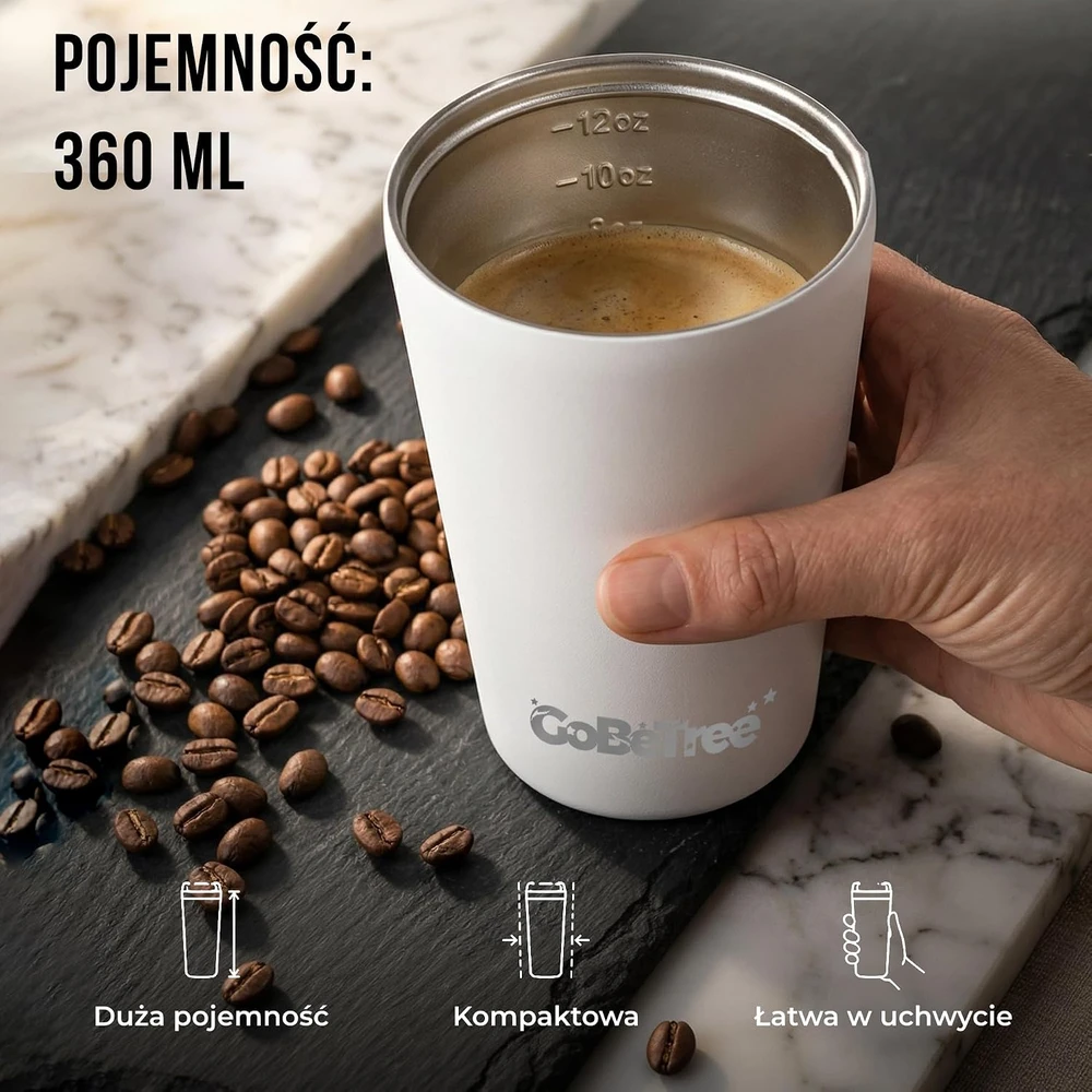 GoBeTree vakuuminis termopuodelis kavai 360 ml, rožinio kvarco spalvos, 1