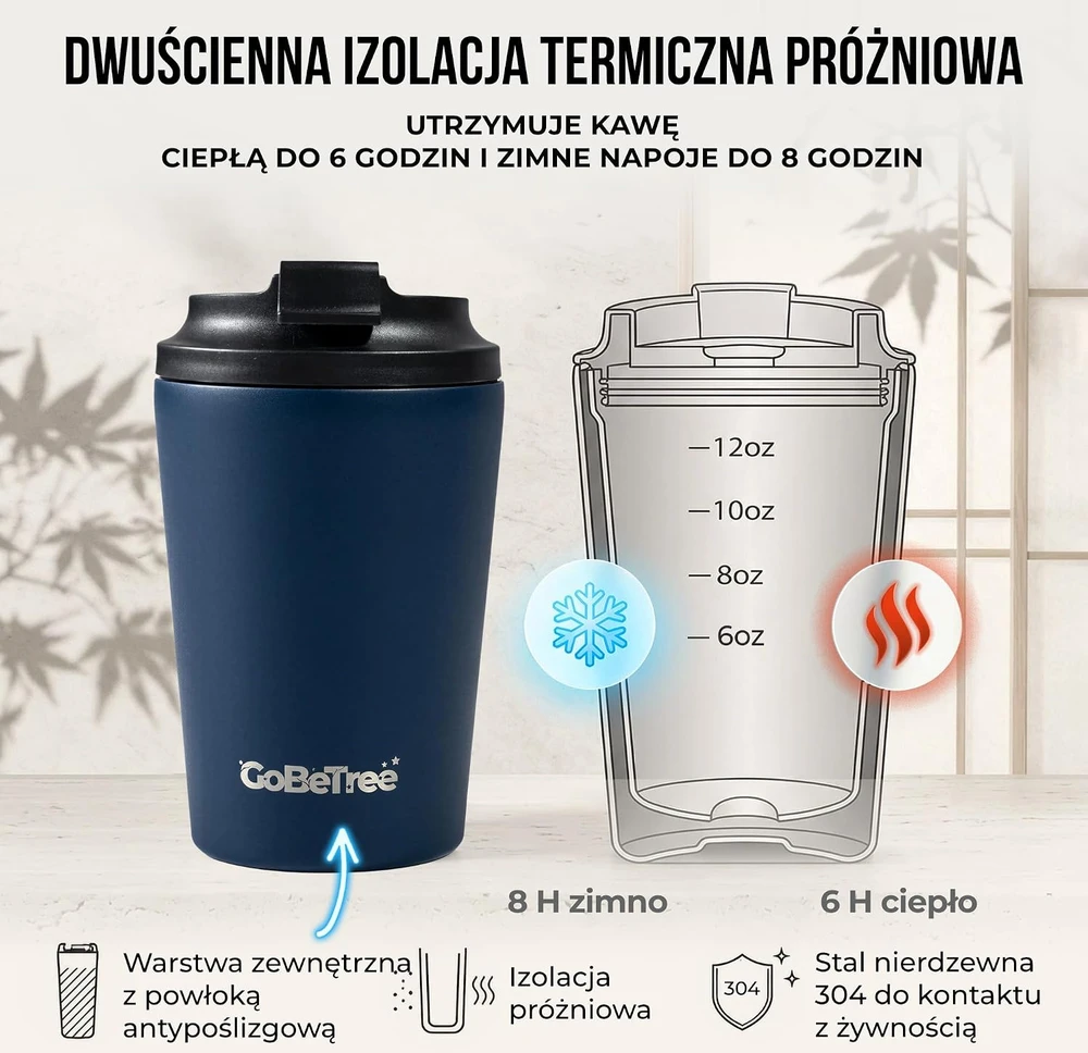 GoBeTree vakuuminis termopuodelis kavai 360 ml, rožinio kvarco spalvos, 1