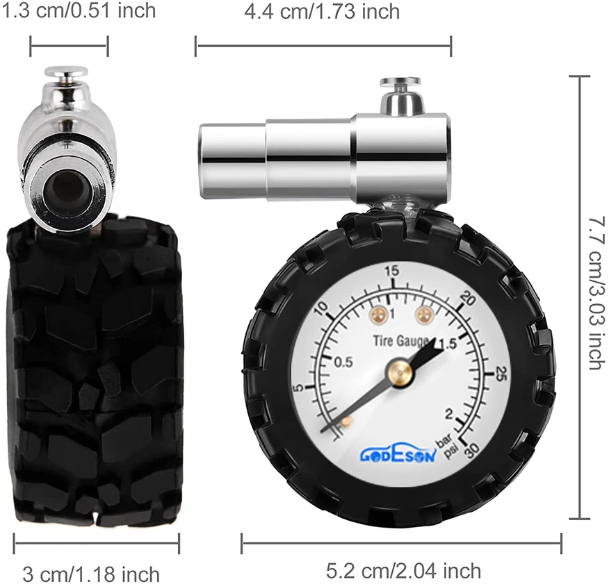 GODESON dviračio padangų slėgio matuoklis Presta vožtuvams 0–30 psi GD005B-30