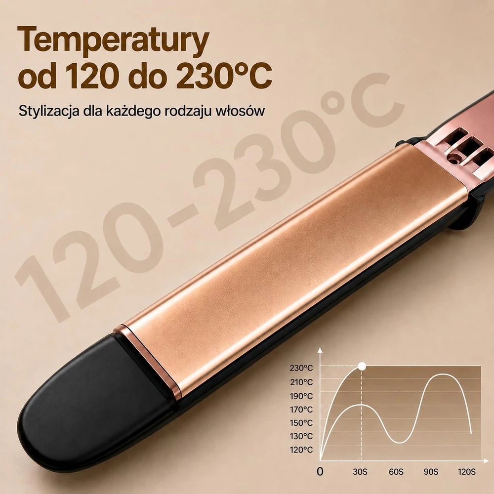 Golden Goods plaukų tiesintuvas ir garbanojimo žnyplės 100–230 °C Velvet Shine 018