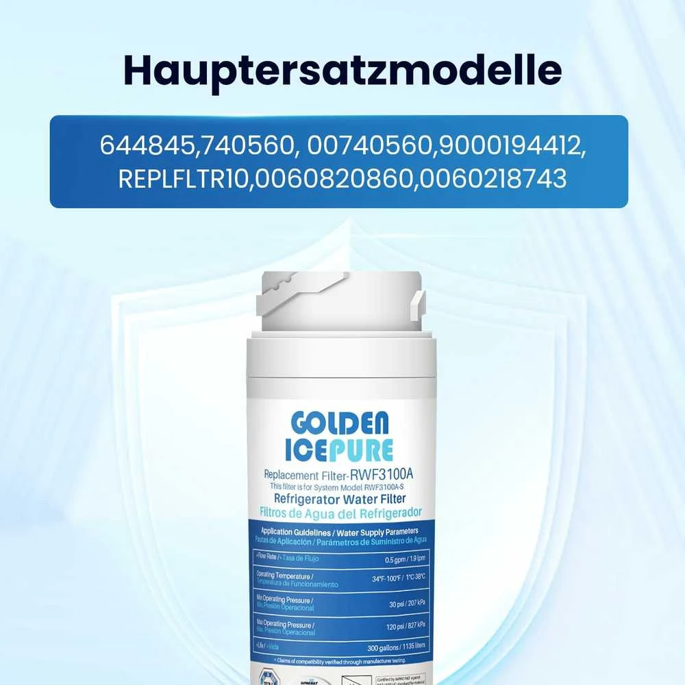 GOLDEN ICEPURE šaldytuvo vandens filtrai, polipropilenas, NSF sertifikatas, 2 vnt., GP-RWF3100A-2PACK