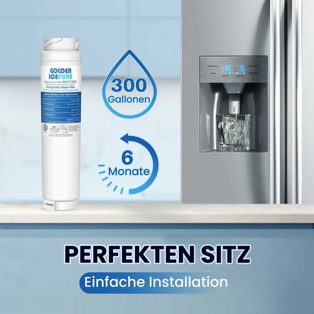 GOLDEN ICEPURE šaldytuvo vandens filtrai, polipropilenas, NSF sertifikatas, 2 vnt., GP-RWF3100A-2PACK