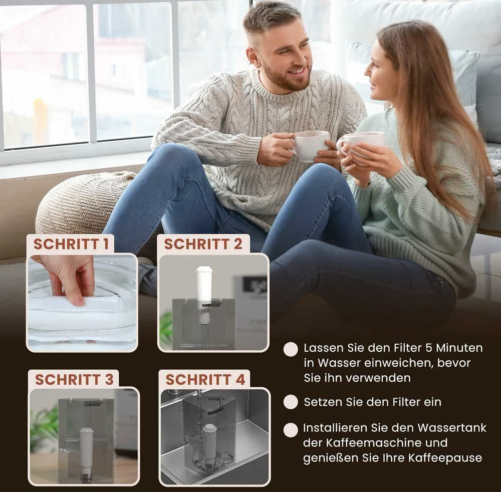 GOLDEN ICEPURE vandens filtras kavos aparatui, tinkamas Krups F088 Pro Aqua, AEG, Bosch, Siemens, Nivona, aktyvintos anglies, GP-CMF003-4PACK, 4 vnt.