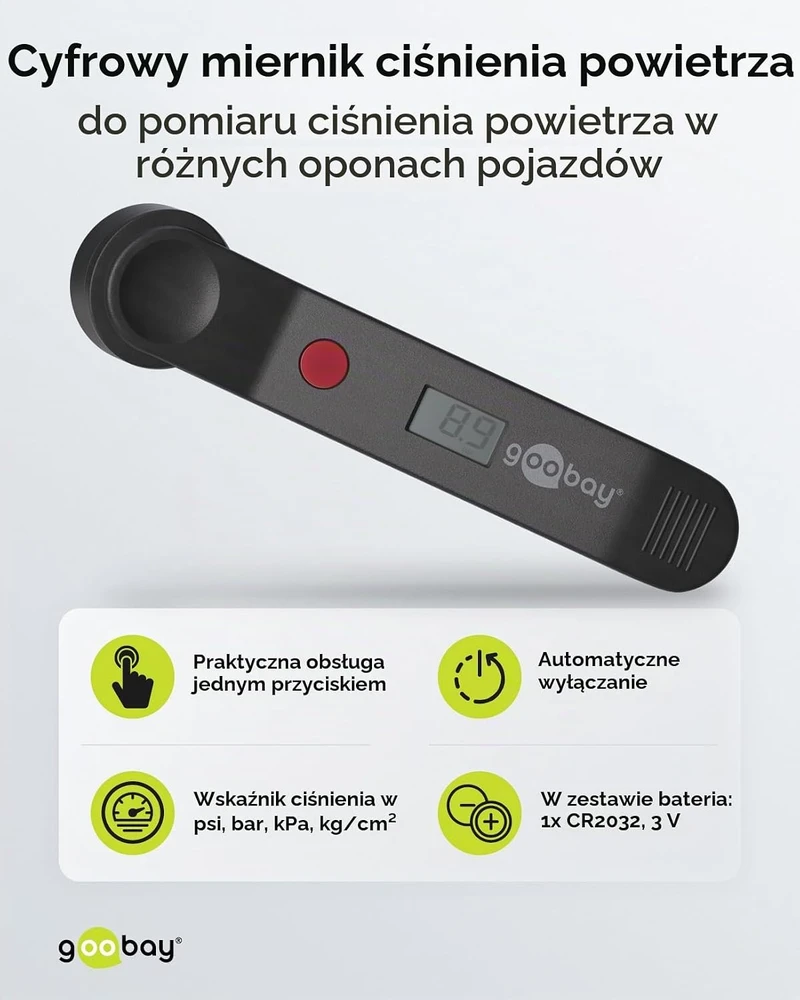 Goobay skaitmeninis padangų slėgio matuoklis automobiliams ir motociklams 59799
