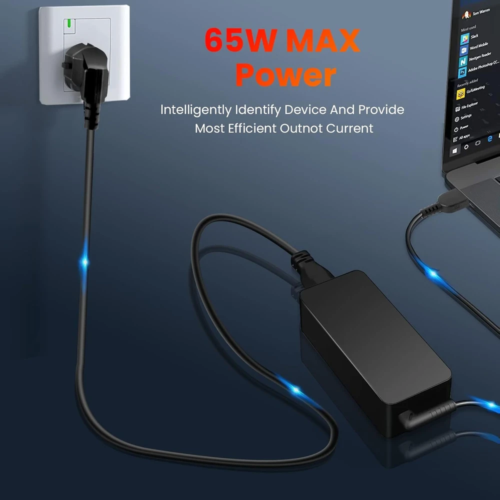 Goodovo nešiojamojo kompiuterio įkroviklis 65 W, 20 V/3,25 A, USB jungtis, suderinamas su Lenovo ThinkPad