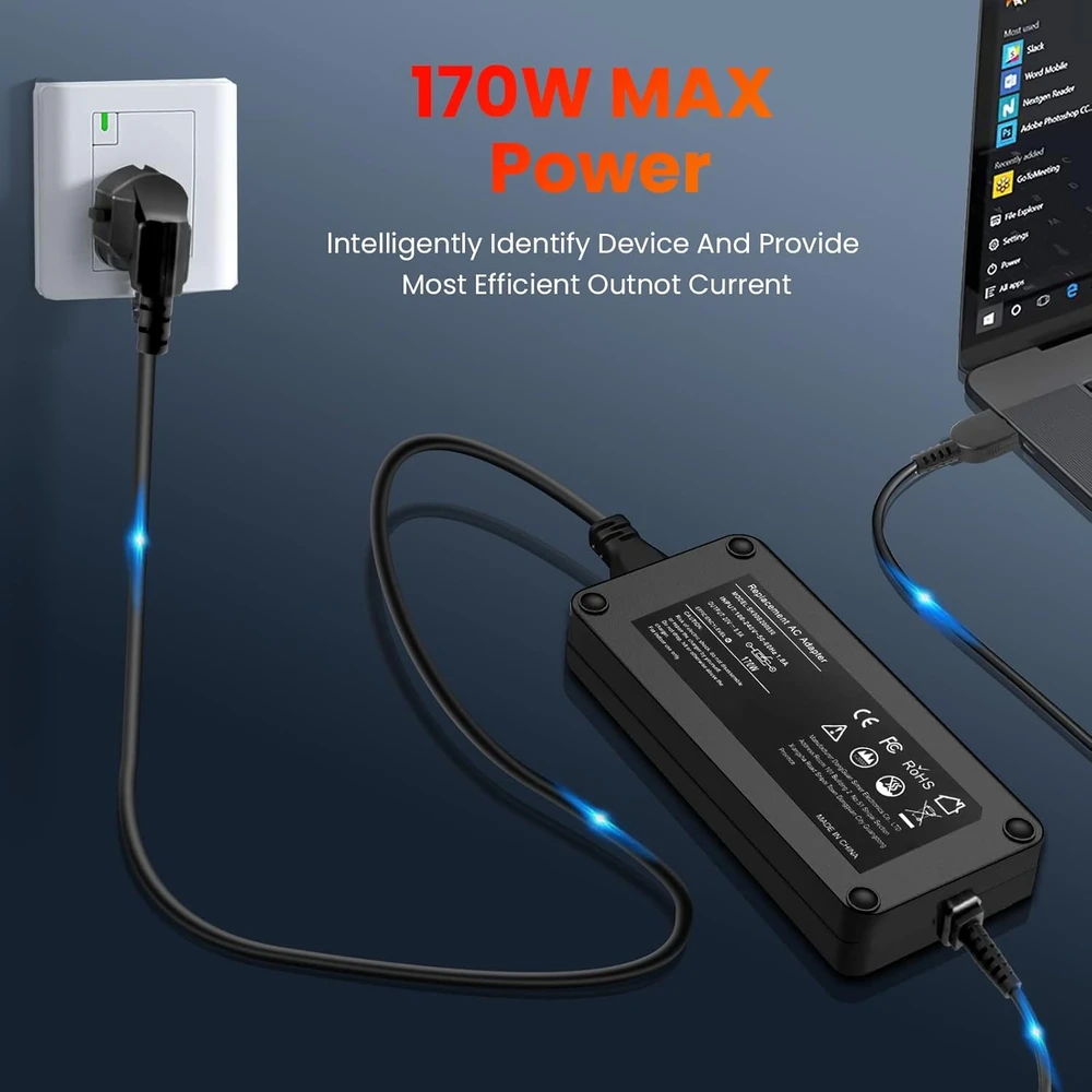 Goodovo nešiojamojo kompiuterio kroviklis 170 W 20 V 8,5 A USB stačiakampiu lizdu Lenovo ThinkPad IdeaPad serijoms