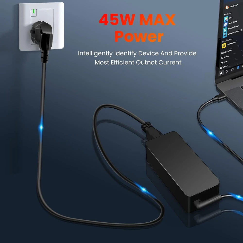 Goodovo nešiojamojo kompiuterio USB-C 45 W adapteris, 20 V, suderinamas su HP Chromebook X360, H18
