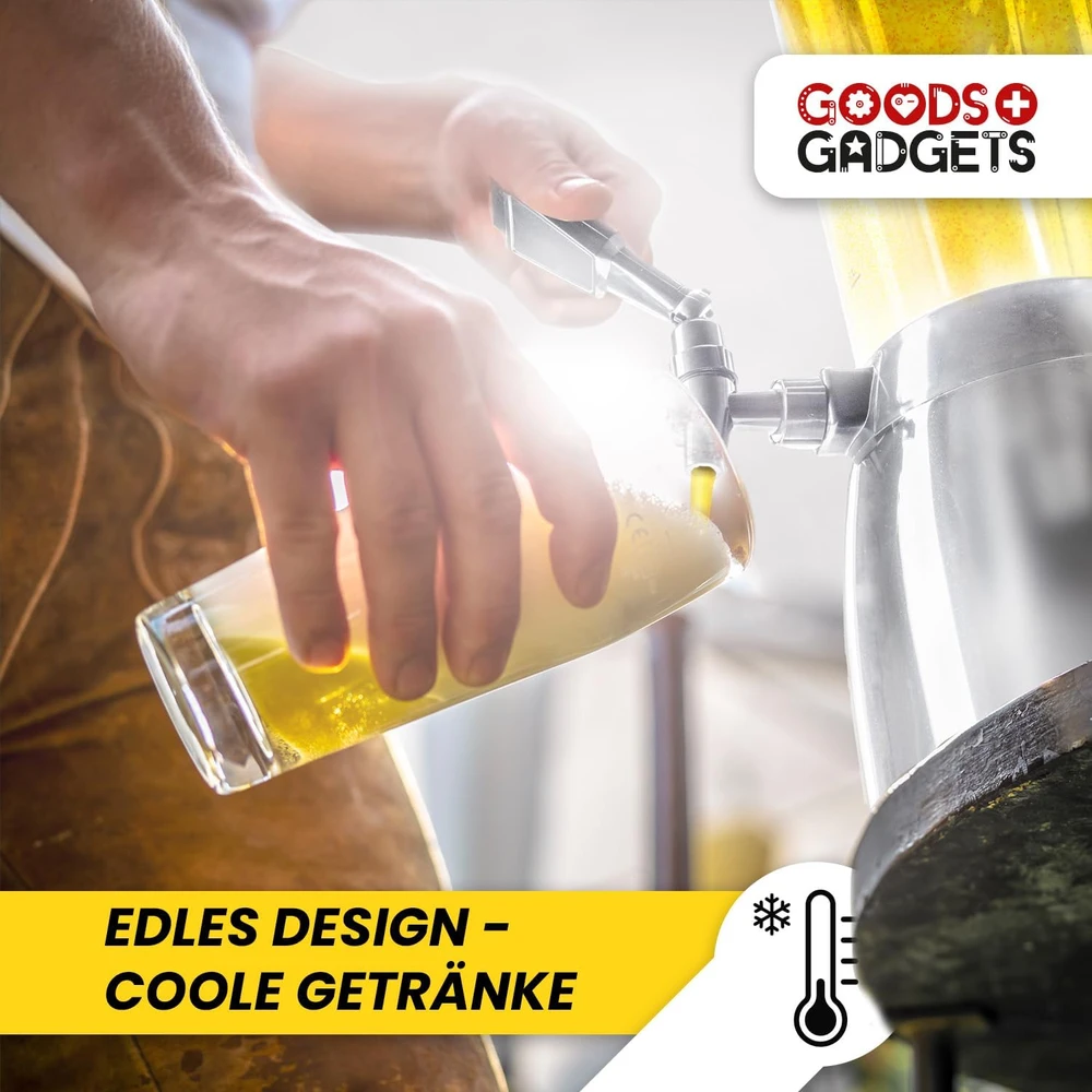 Goodsgadgets Alaus kolonėlė su ledo aušinimu 4 l talpos, chromuota, 1,3 l šaldymo indas
